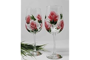 Handpainted Pink Flower Drinking Glasses
