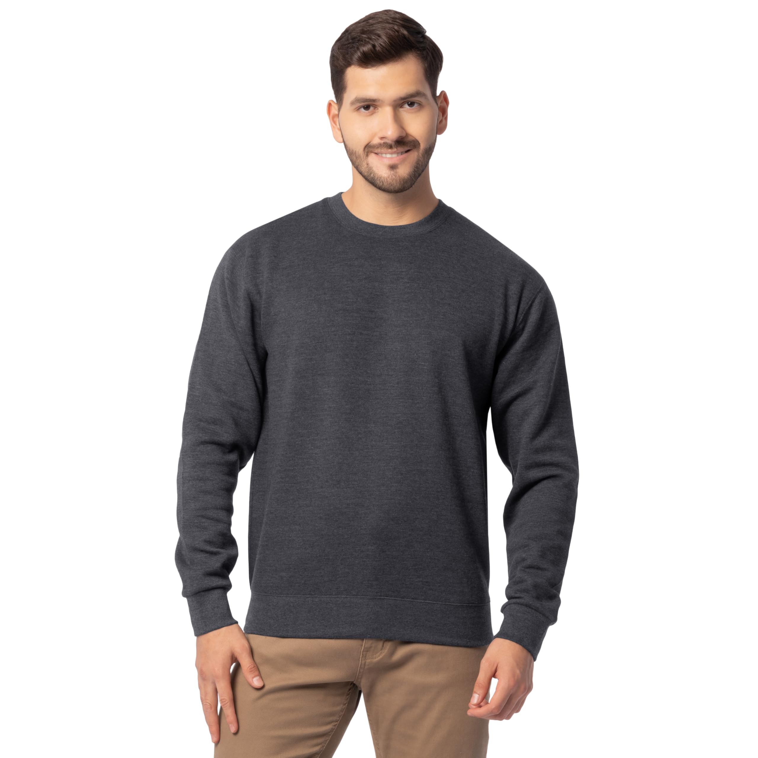 Fruit of the Loom Men's Eversoft Fleece Sweatshirts & Hoodies, Sweatshirt - Black Heather, XX-Large