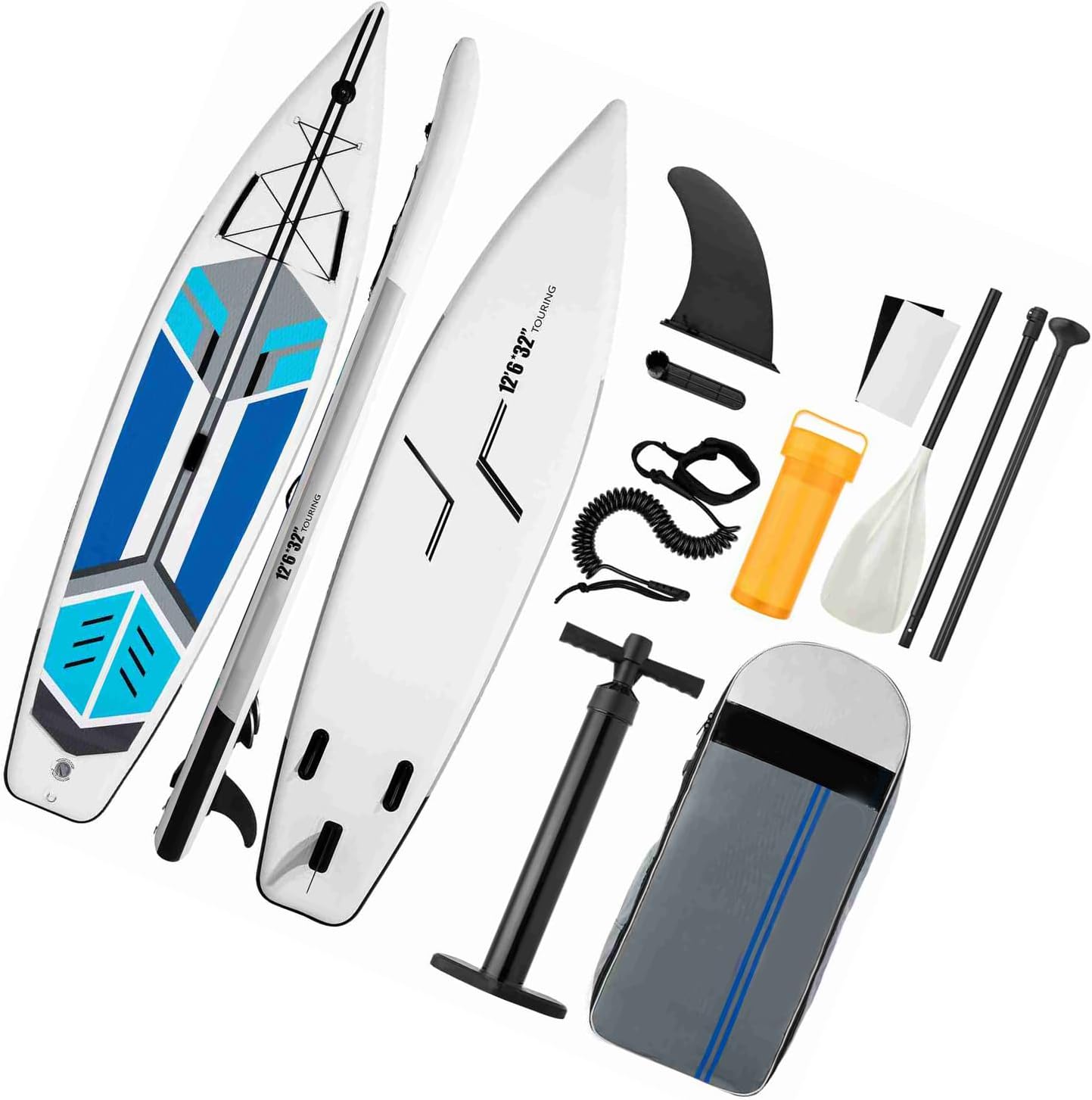 Generic Inflatable Stand Up Paddleboard, Board 6 Inches Thick with Adjustable Paddle Surf Fin Coiled Leash Pump Repair Kit, for Flat Water Sea Shore Lake