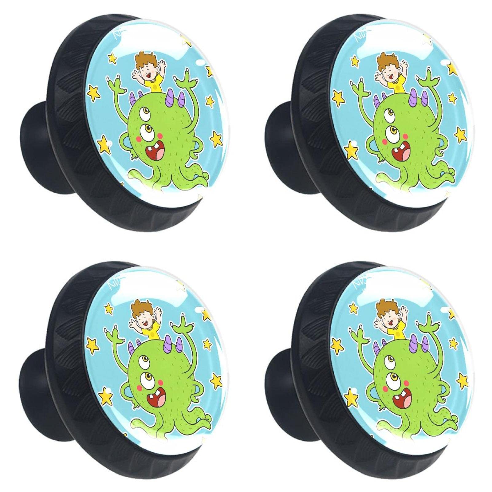 Boutons de meuble en verre cristal cercle brillant et lot de 4 poignées pour tiroir enfant