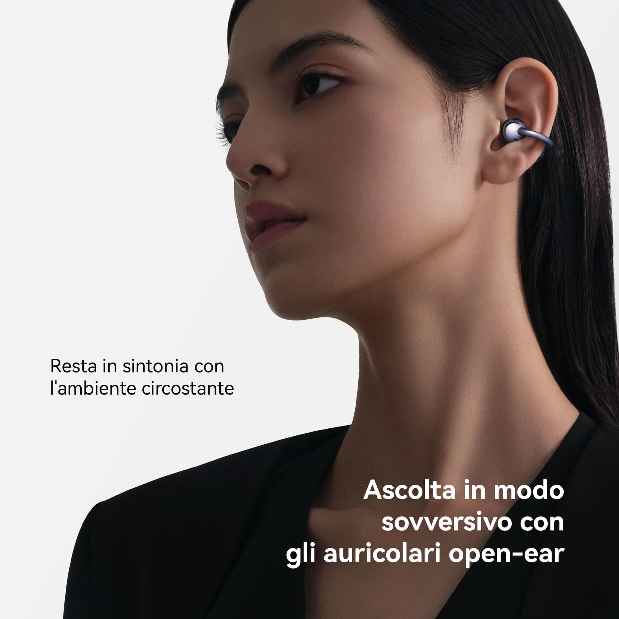 HUAWEI FreeClip, Design innovativo con clip per un comfort senza pari, Ascolta con open-ear, Cancellazione del rumore AI per chiamate, Batteria lunga durata, Android & iOS, Italia, Purple