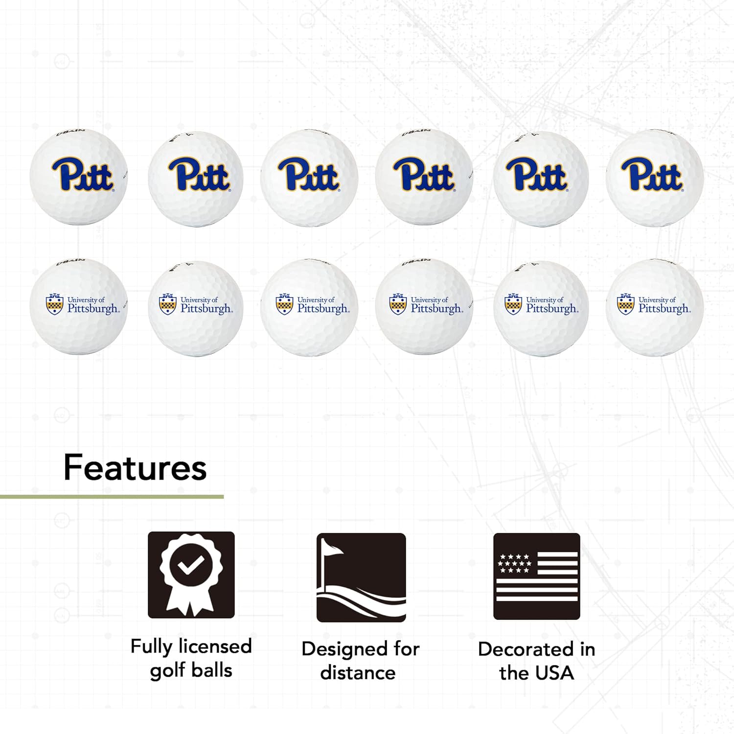 Desert Cactus University of Pittsburgh Golf Balls 12 Pack – Pitt Panthers Full Color Dozen – Officially Licensed Sport Team Accessory