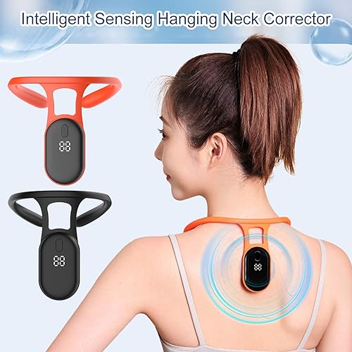 Miniatura 2 de Corrector de cuello colgante con detección inteligente, registro en tiempo real de número de postura, corrector de postura para mujeres y hombres,