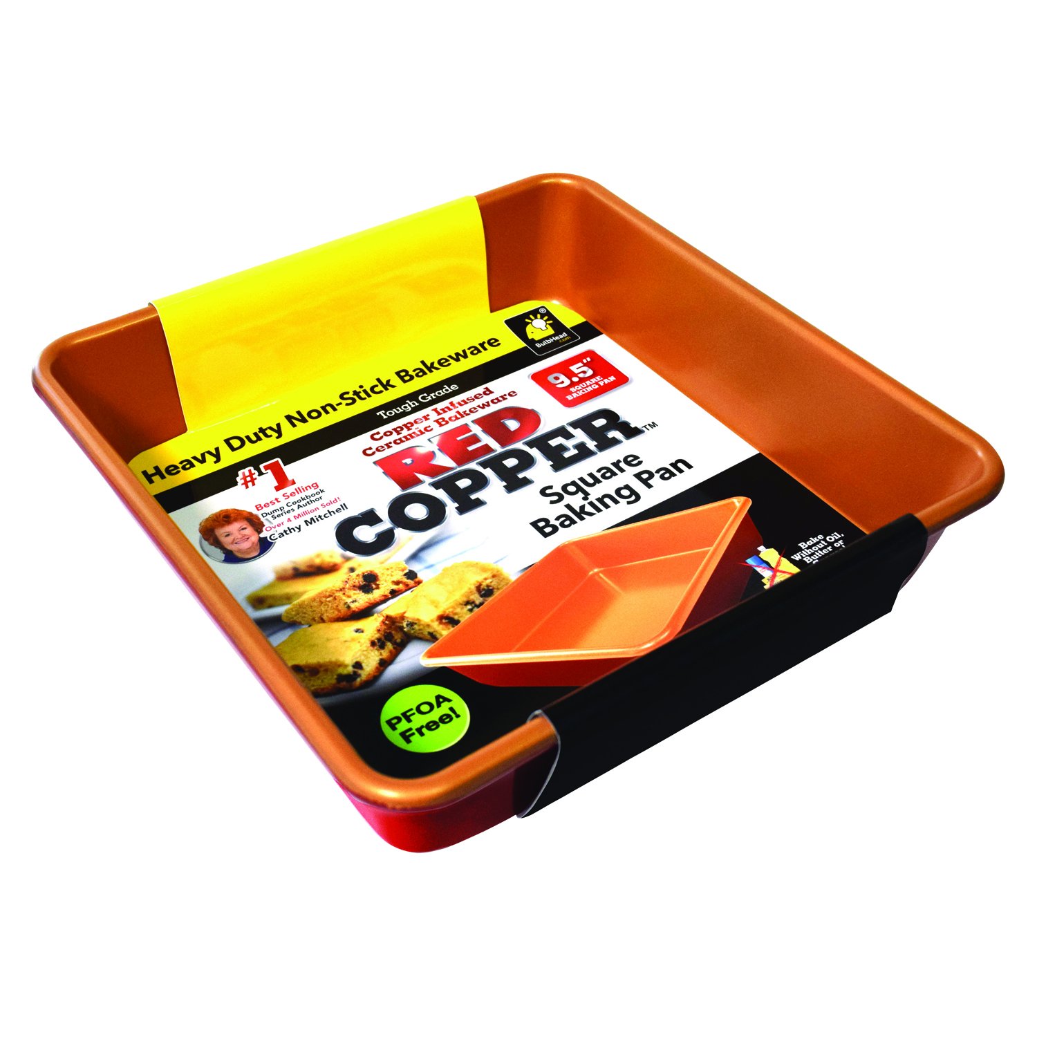 Red Copper 9.5” Square Baking Pan by BulbHead