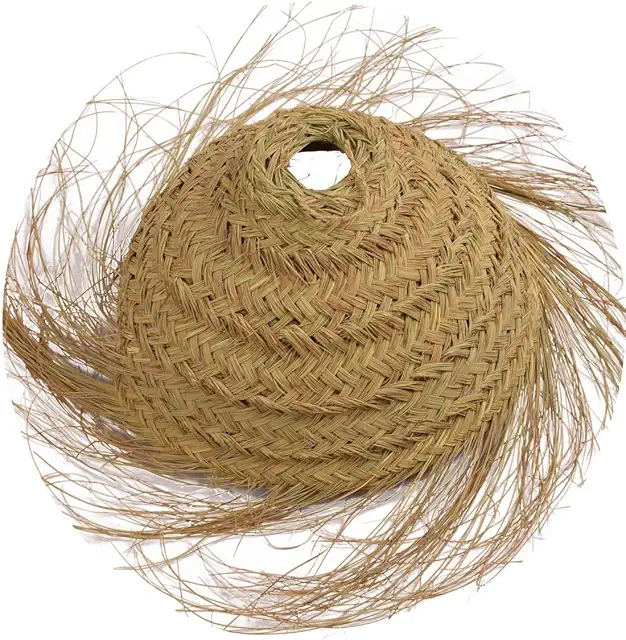 Lámpara de Techo de Mimbre Pequeña JARDIN202 - Diseño Menorca con Flecos