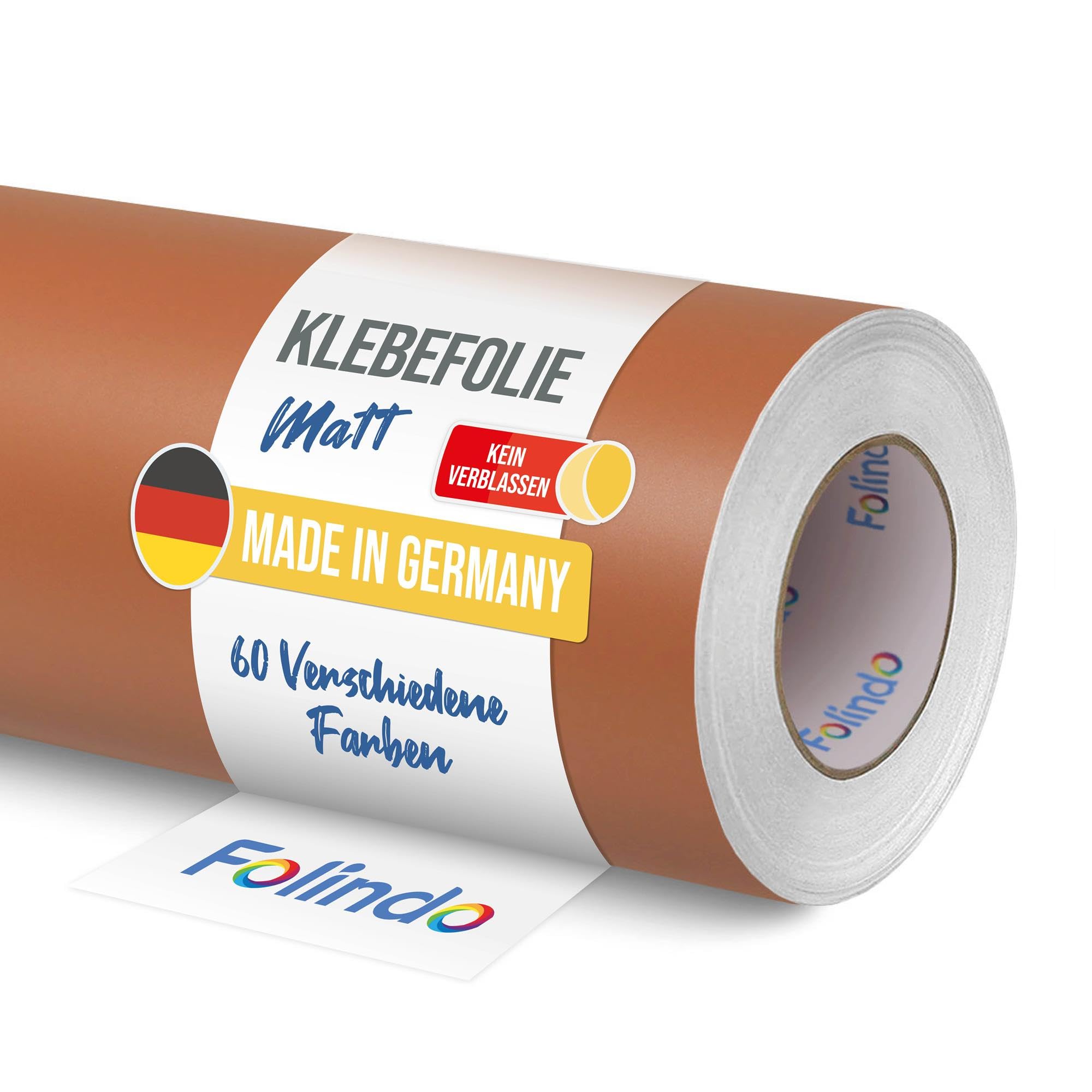 FOLINDO Möbelfolie selbstklebend matt - langlebige Möbel Klebefolie 801 Lehmbraun 5 m x 126 cm - Klebefolie Küche - selbstklebende Folie Möbel - moderne Schrankfolie versch. Größen