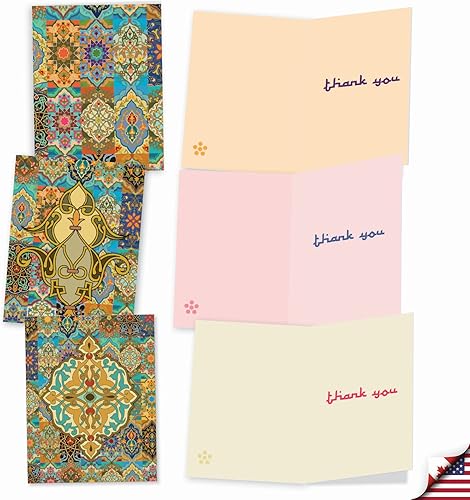 Miniatura 5 de The Best Card Company - 10 tarjetas de agradecimiento coloridas con sobres de 4 x 5.12 pulgadas, patrones fascinantes de colores brillantes,