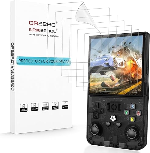 Orzero Paquete de 6 protectores de pantalla compatibles con consola de juegos de mano retro R36 MaxR36 Max, TPU suave de alta definición,