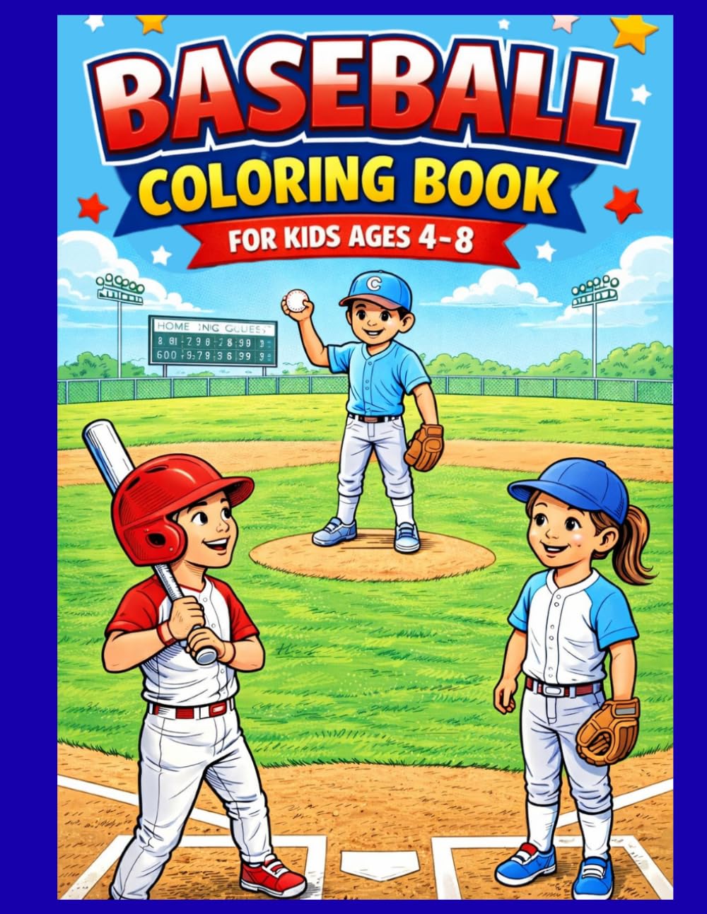 Baseball Coloring Book for Kids Ages 4–8: Fun Little League Coloring Pages for Boys and Girls