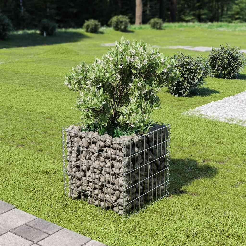vidaXL Lit Surélevé à Gabion Acier Galvanisé 50x50x50 cm Jardinière Jardin