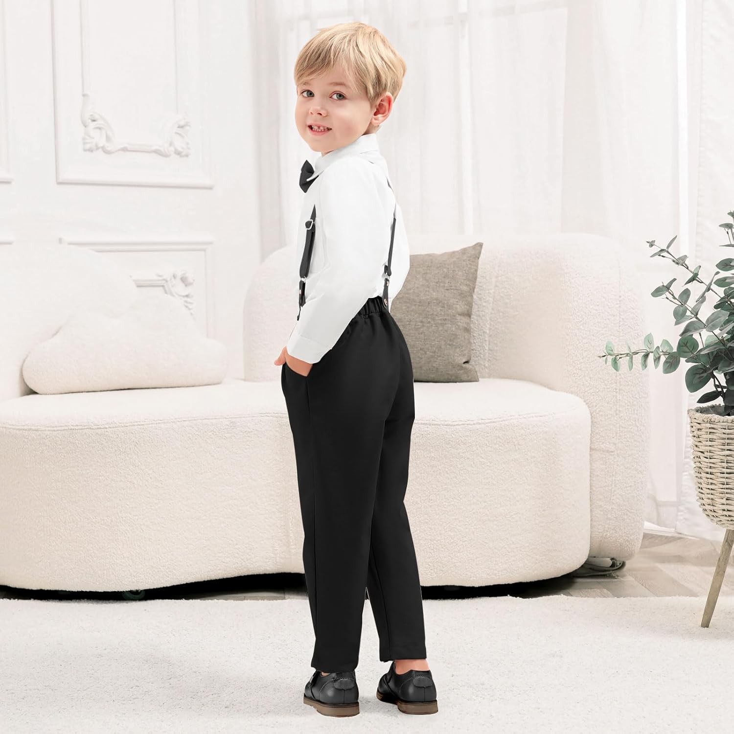 Toddler Boy Dress Clothes Outfit Button Down Shirt + Pants Set, 12 Months - 8 Years - Image 4