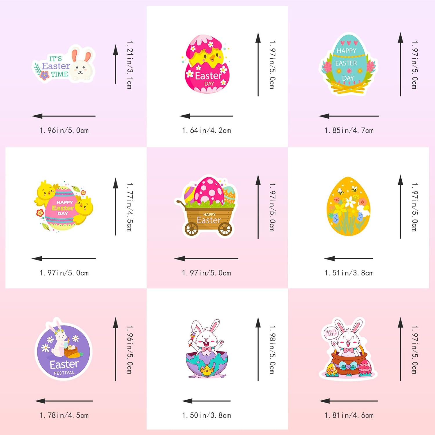 Easter Stickers, 100 Pcs Vinyl Easter Stickers, Cute Holiday Stickers for Decorations Gift Tags Greeting Cards Scrapbook Water Bottle Laptops