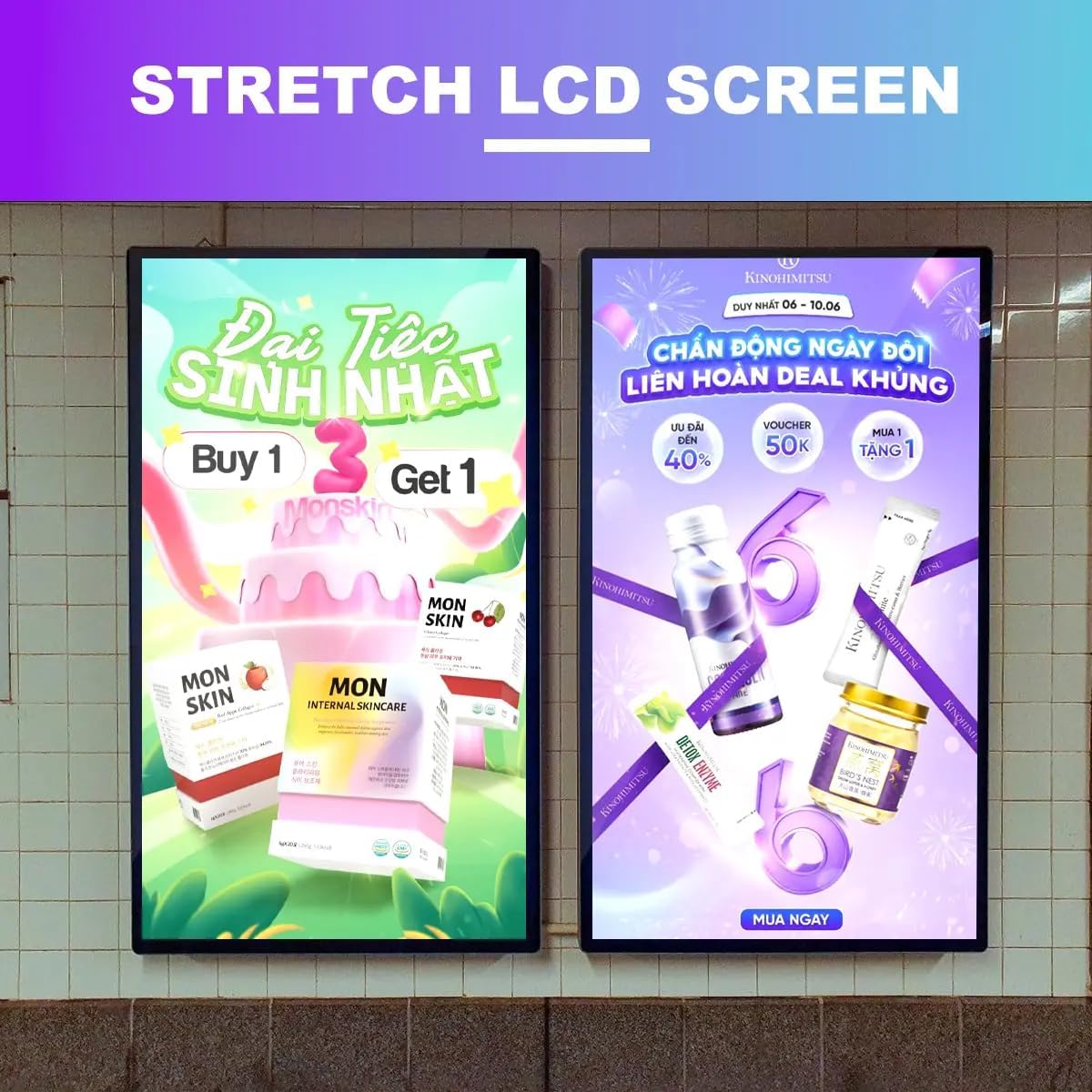 65" Indoor Wall-Mount LCD Digital Poster | 1980x1080 Resolution | Android RK3568 2GB+16GB | Non-Touch/Infrared/Capacitive Touch | CMS Software | VESA Mount