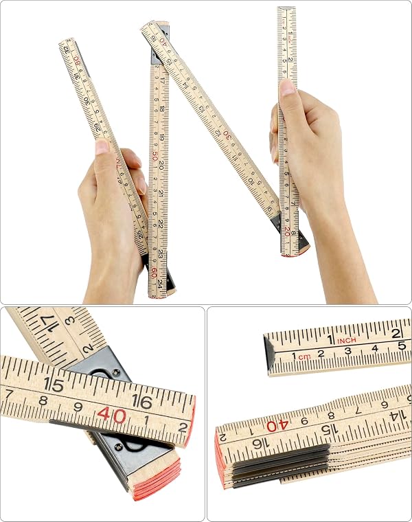 QWORK Folding Wood Rule, 4 Pack, 6FT 6 Inch Foldable Ruler with US and Metric Measurements for Carpenters by QWORK - Image 15