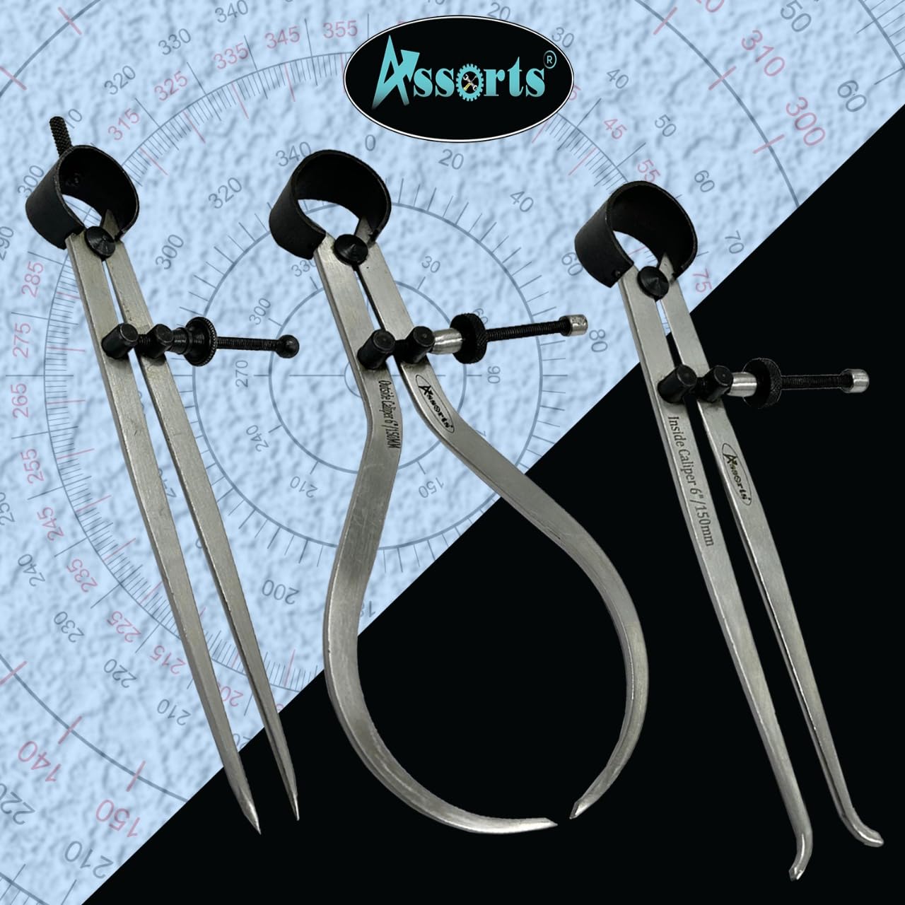 3 Pieces Spring Caliper Set - Inside, Outside & Divider 6" inch (150 mm)-Measuring Tool, Workshop, Toolroom 4
