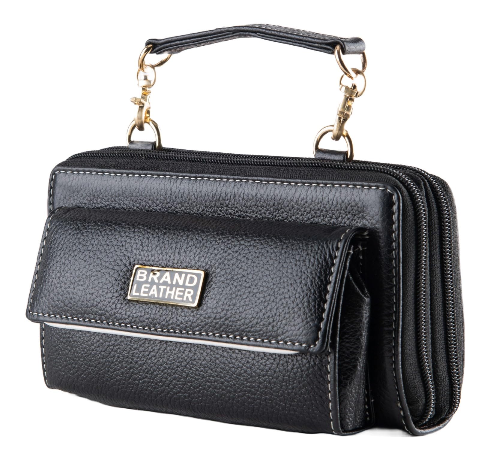 Genuine Leather Clutch Handbags for Women trendy Latest Ladies Purse Wallet for Party Wedding handheld bags for women small size (BLACK)-image-28