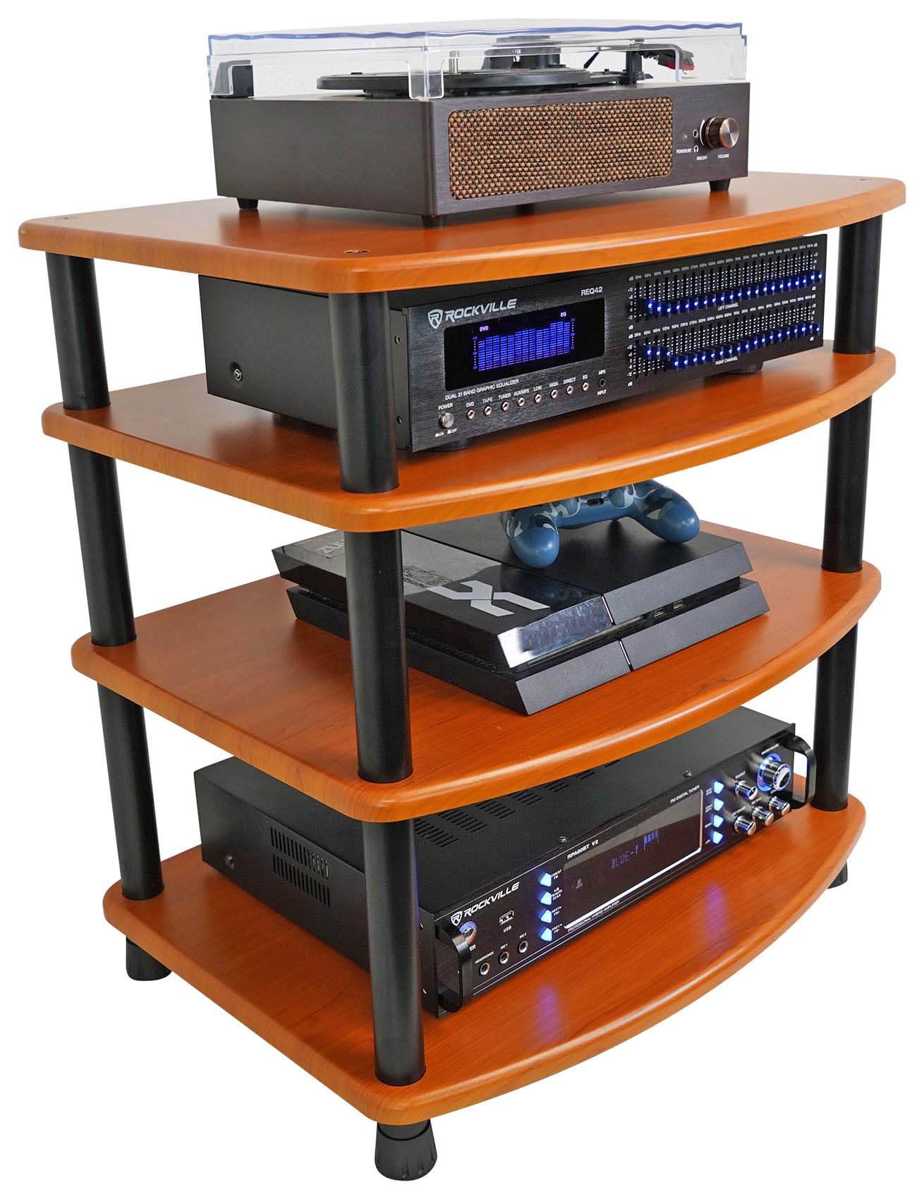 Afted rack 本棚 900x350x900mm Amazon.com: Rockville FLX Classic Wood Adjustable Height 4 Shelf A