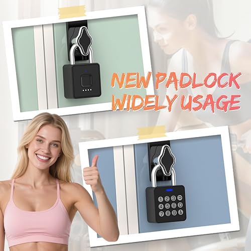 Miniatura 9 de Cerradura de combinación para casillero con huellas dactilares, bloqueo de huellas dactilares con código control de aplicación Bluetooth, bloqueo