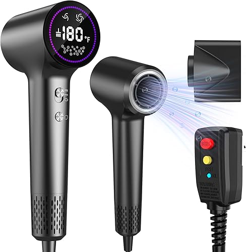 Secador de pelo, secador de pelo iónico para mujereshombres, pantalla HD profesional de 110, 000 RPM, secador de pelo de alta velocidad, secado