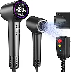 HOTLIFE Secador De Cabelo, Secador De Cabelo Iônico Para Mulheres/Homens, Secador De Cabelo Profissional De Alta Velocidade Com Tela Hd De 110.000 Rpm, Secador De Cabelo De Ar Frio E Quente De Secag