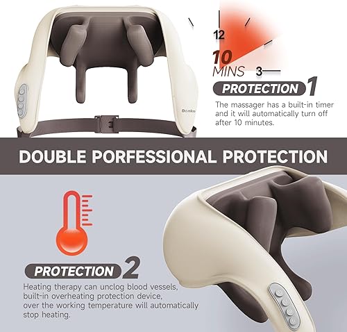 Miniatura 4 de DamKee Masajeador de cuello para aliviar el dolor de tejido profundo, almohada de masaje 5D para cuello, espalda, hombros con calor, regalos para