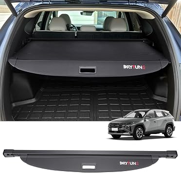 Cargo Cover for Hyundai Tucson 2022-2026, Retractable Trunk Cover Privacy Shade for 22-26 Hyundai Tucson Carbon Fiber Leather