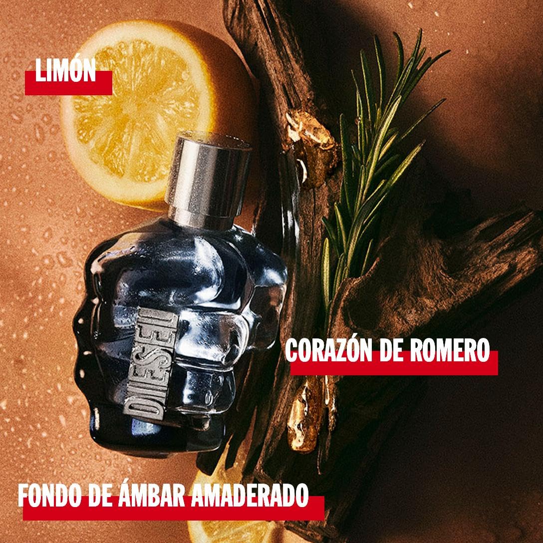 Diesel, Only The Brave, Eau De Toilette, Colonia fresca y poderosa para hombre, Limón fresco, acorde aromático de romero y de madera de ámbar, Perfume de lujo para hombre