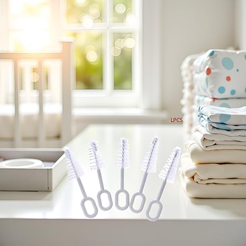 Miniatura 2 de Juego de 5 piezas de limpieza de chupete blanco, limpiador de pezones, cepillo de pezones, herramientas de limpieza profesionales de cerdas de alta
