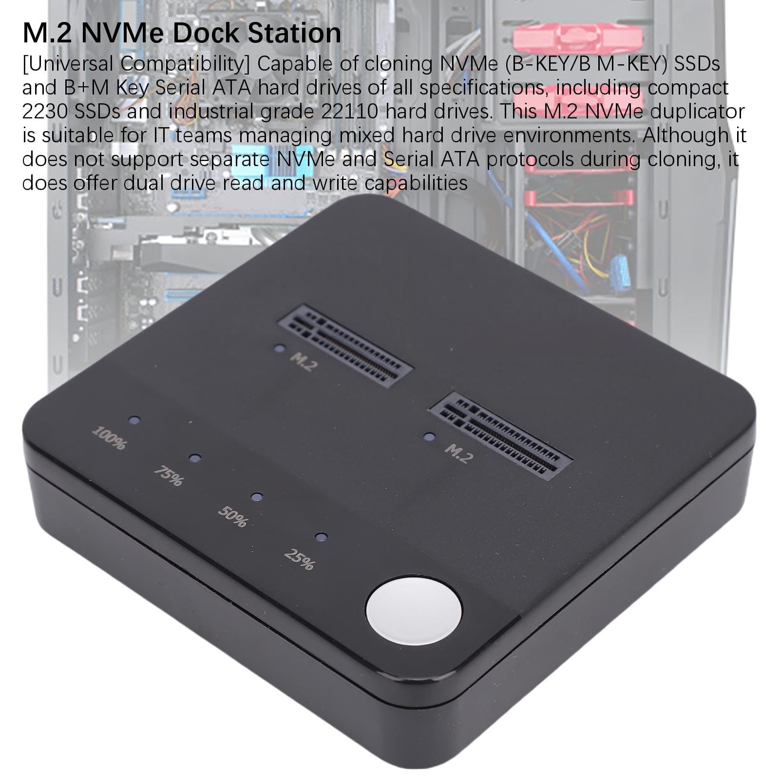 Cocoarm Stacja Dokująca M.2 NVMe Powielacz Dysku Twardego ABS M.2 20 Gb/s Dwukieszeniowe Klonowanie w Trybie Offline Zasilane Przez USB C Wykończenie UASP dla Techników IT Rozbudowa Domu