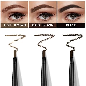 2 Eyebrow Pencils and 10 Eyebrow Stamps Kit, Temptation Eye Brow Pen, Professional Mechanical Eyebrow Stylist Makeup Definer, Waterproof and Longlasting for Natural Brows, Eyebrow Shaper (Black)