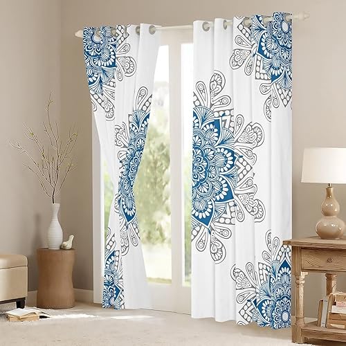 Miniatura 4 de Erosebridal Cortinas opacas de flores de mandala, cortinas y cortinas florales rojas, cortinas estéticas bohemias, cortinas bohemias de cachemira,