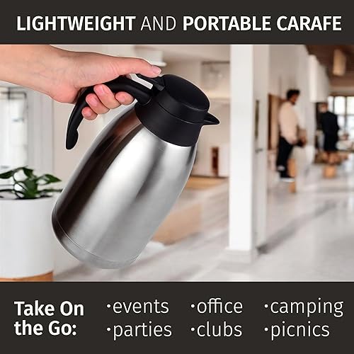 Miniatura 8 de Recipiente térmico de acero inoxidable de 68 onzas recipiente térmico en vacío de doble pared 12 horas de retención del calor 2 litros