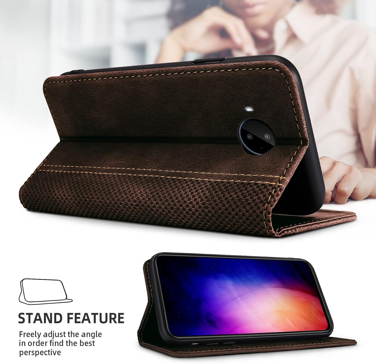 AKABEILA Case for Honor 70 Premium Leather Flip Wallet Case with Magnetic Closure Kickstand Card Slots Folio Phone Case Cover Protective Shockproof Dark Brown