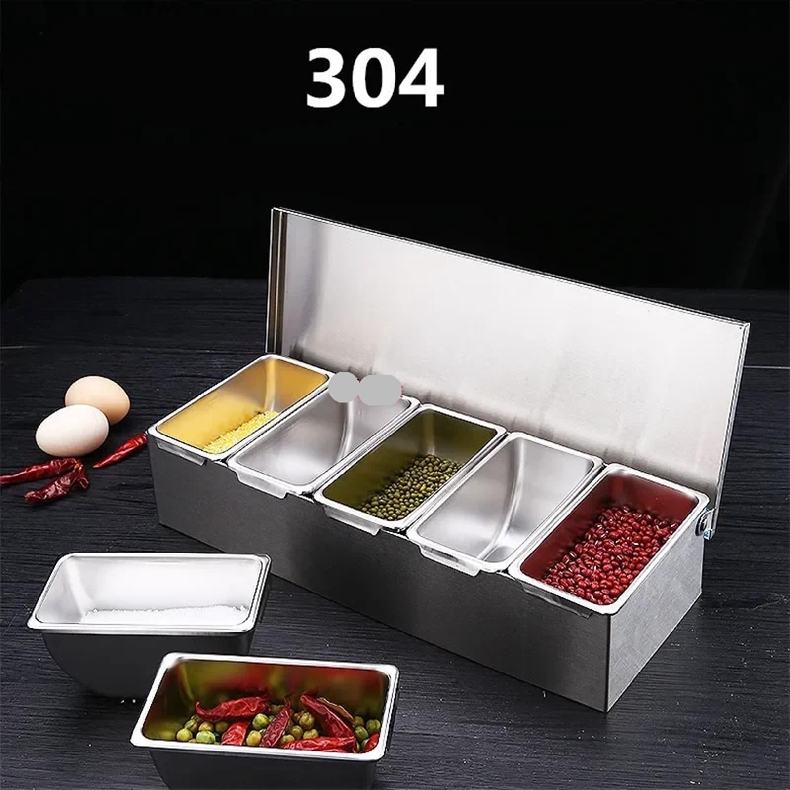 Scatola di condimento for chef ristorante dell'hotel con scatola in acciaio inossidabile immagazzinaggio del coperchio Serbatoio for la casa Per Condimento