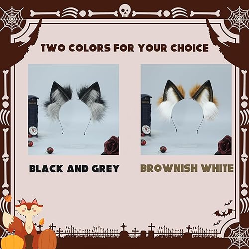 Miniatura 6 de Kidukso Fox Ears Headwear Simulación Animal Fur Fox Ears Tocado Vestir Cosplay Fiesta Anime Comic Con Prop Headwear