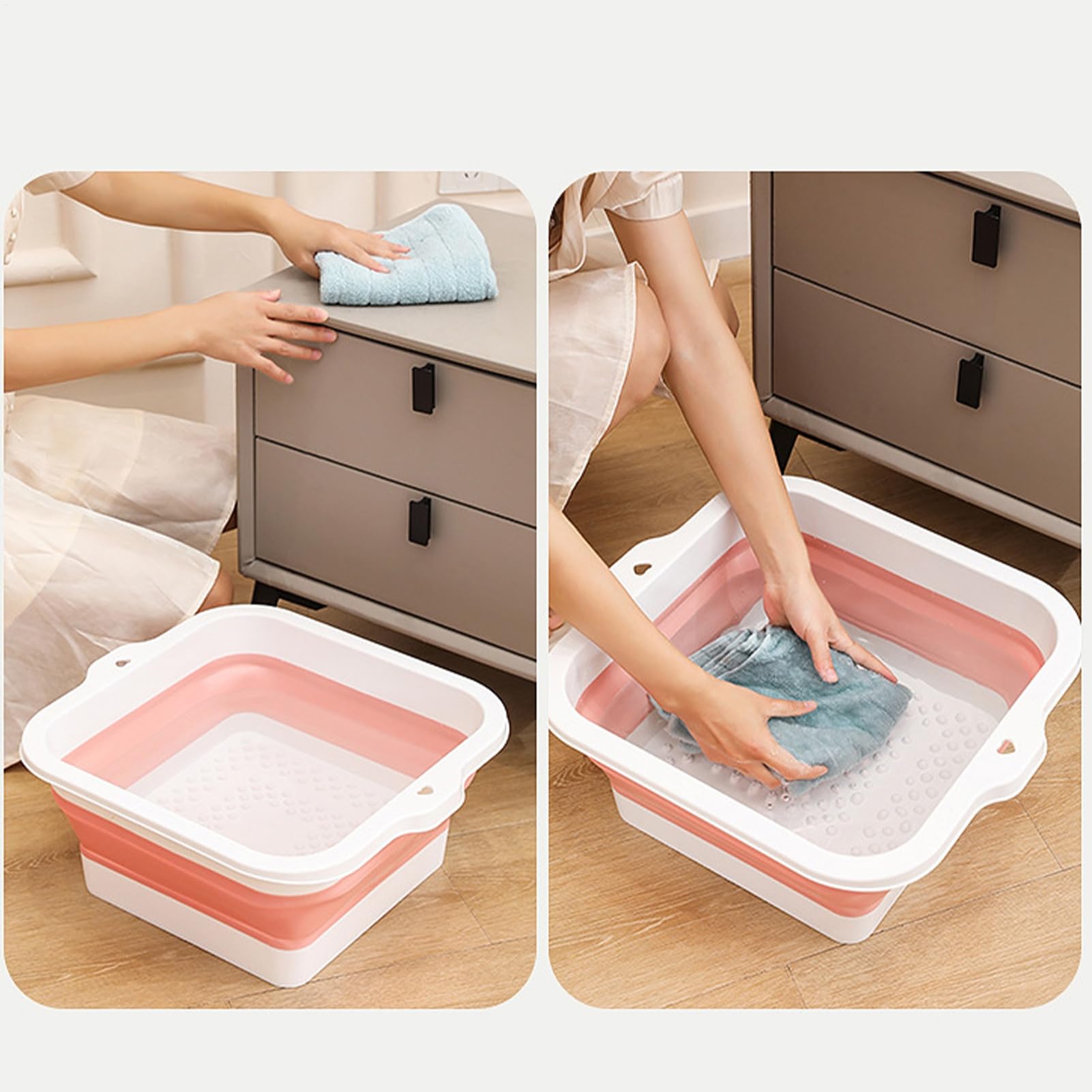 Bacino da bagno a piedi - PP TPR 42 × 38 × 17 cm | Bacino per immersione dei piedi con 168 punti di massaggio, design pieghevole, spa domestica portatile, ciotola spa da bagno foōt | Bagno bais