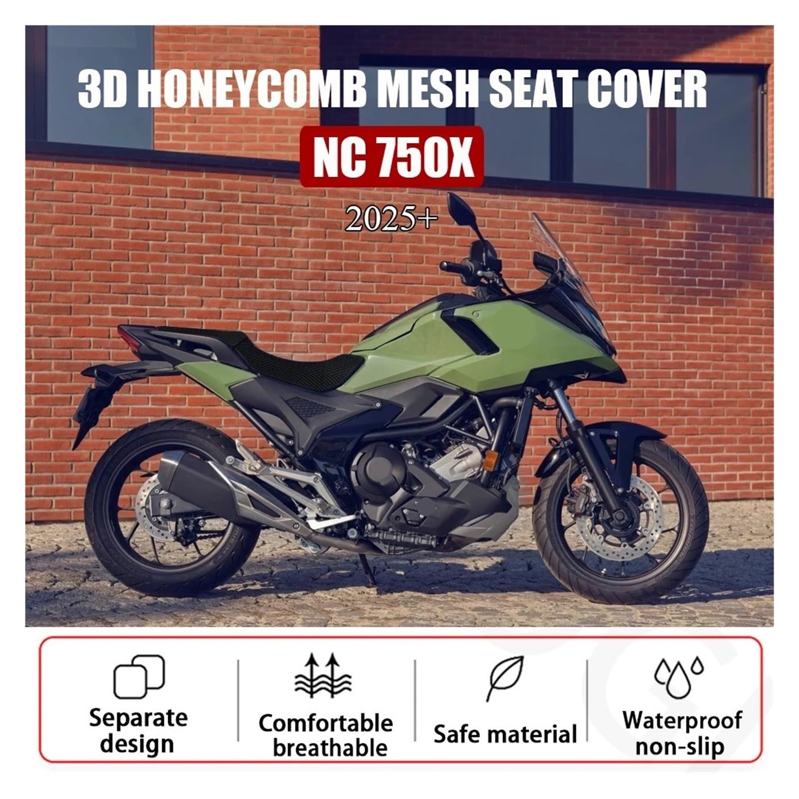 Motociclo Coprisedile Cuscino Per Hond&a NC750 X 2025- Cuscino In Rete A Nido D'ape 3D NC750X NC 750X Coprisedili Per Moto Termoisolanti Selle In Tessuto Di Nylon