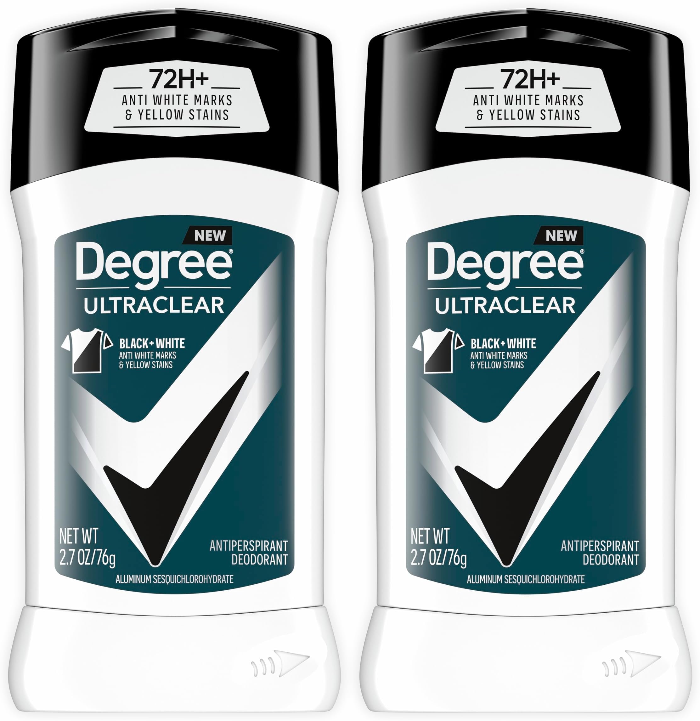 Degree Men UltraClear Black+White Antiperspirant Deodorant Stick, 2.7 oz (Pack of 12) | 72-Hour Sweat & Odor Protection - main product image