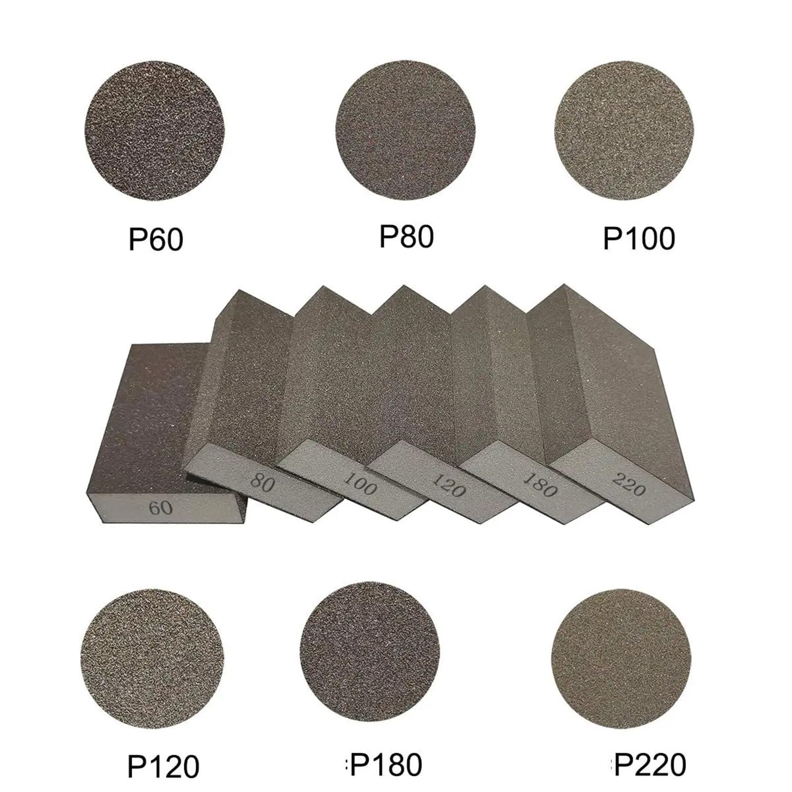 Bloque de lijado, Bloques de esponja for pulido y lijado, grano 36-120 for paneles de yeso de madera y metal, paquete de 2-20 unidades(36,16PCS)