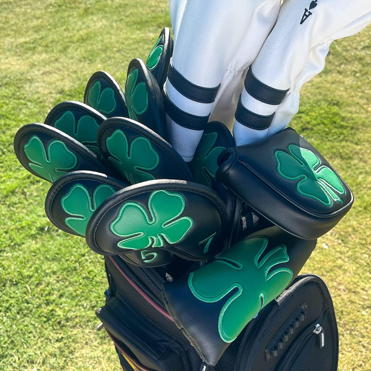 4 Leaf Clover Golf Mallet Putter Cover Headcover Club Protector Magnetic Clover for Odyssey 2ball,Red Oworks,Stroke Lab,Scotty Cameron,Taylormade Putters