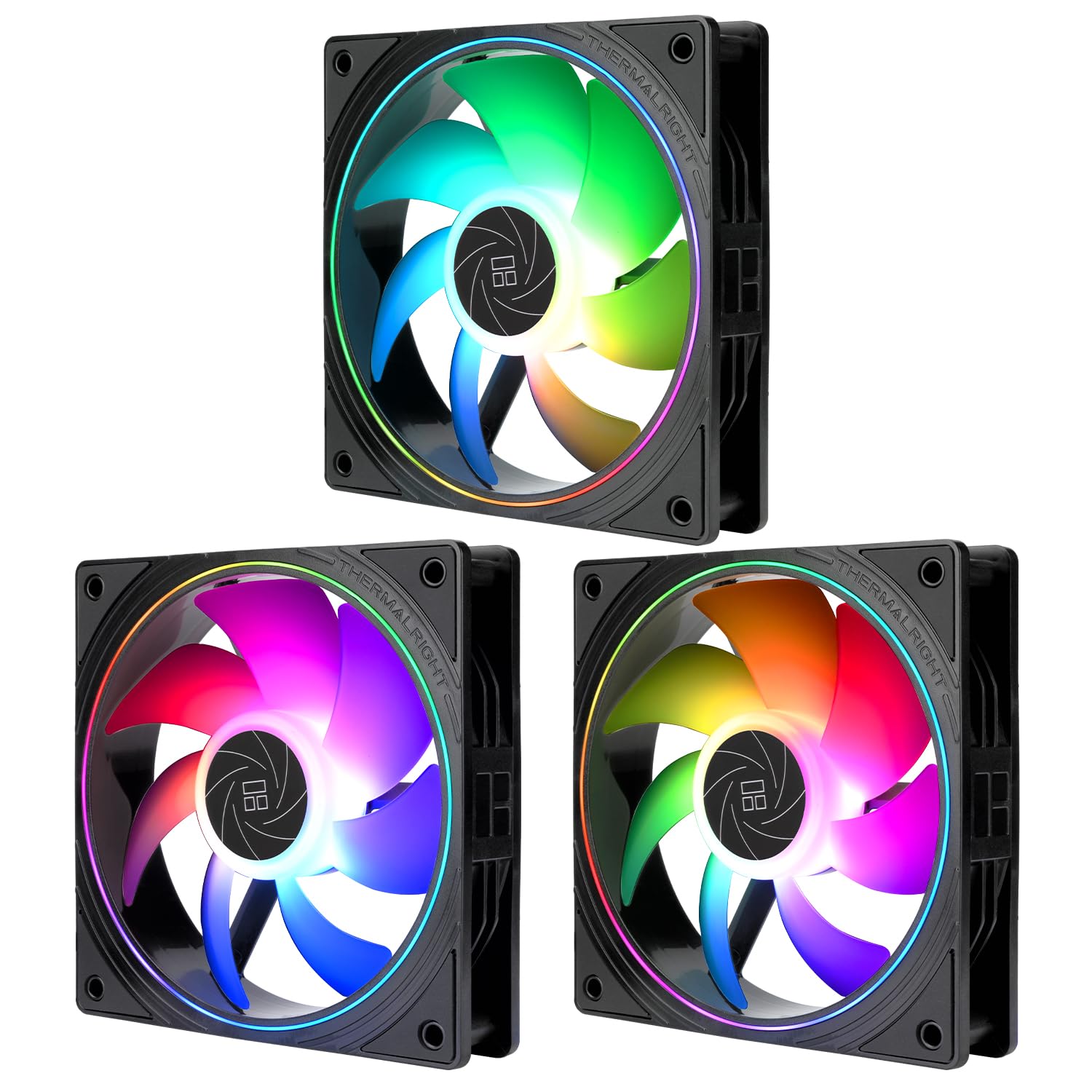TR TL-S12-S X3 CPU Gehäuselüfter, PWM Kühler, 4-poliger PWM-Anschluss, Computer-Lüfter mit ARGB-Lichteffekten, PC-Kühler, Geschwindigkeit, 1500 U/min (120 mm)