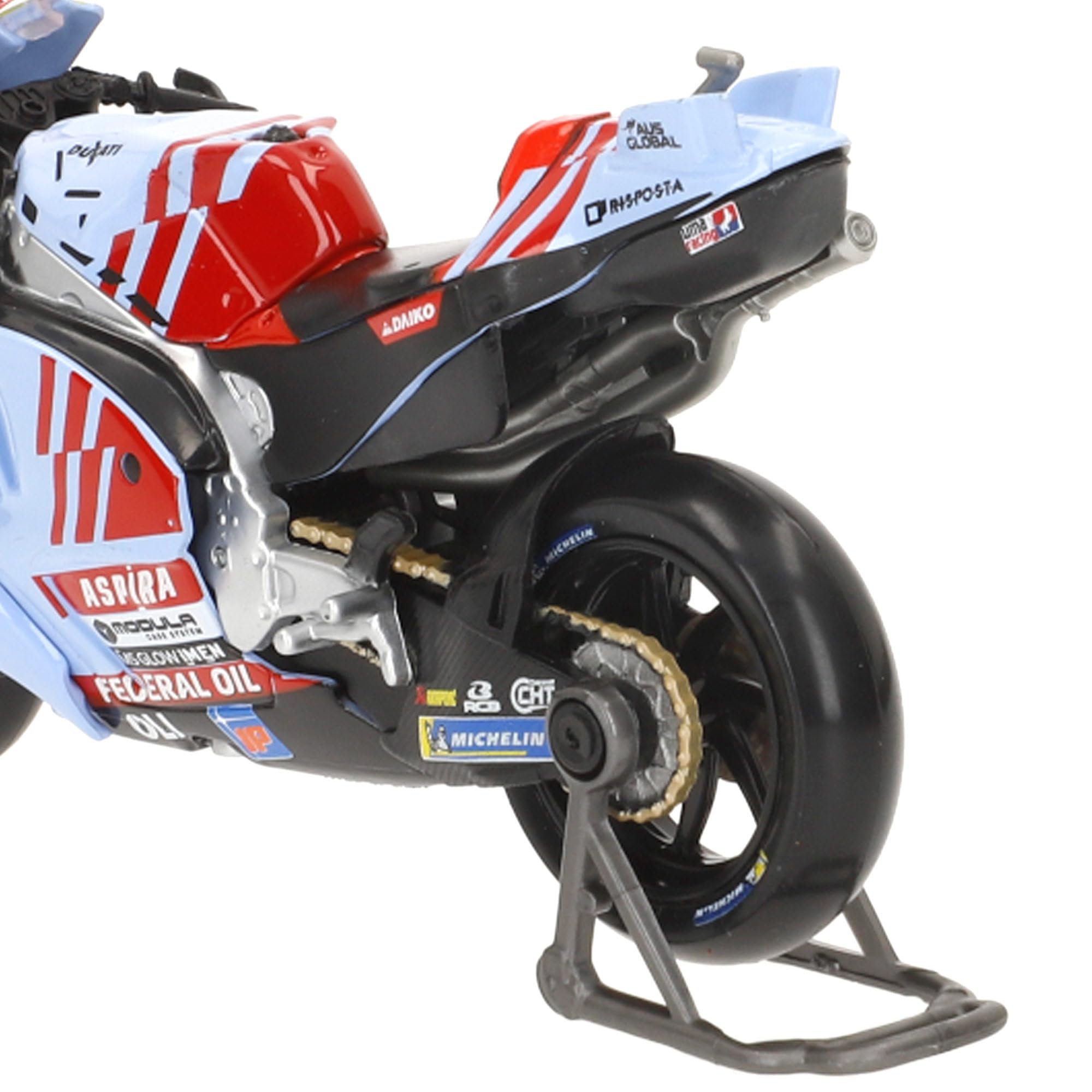 MAISTO Maqueta MotoGP 2024 Ducati Gresini Marc Márquez, Dorsal 93, Escala 1:18 con soporte exhibición, Metal die-cast, Fórmula 1, Moto de carreras, +3 años (78119) — view 6