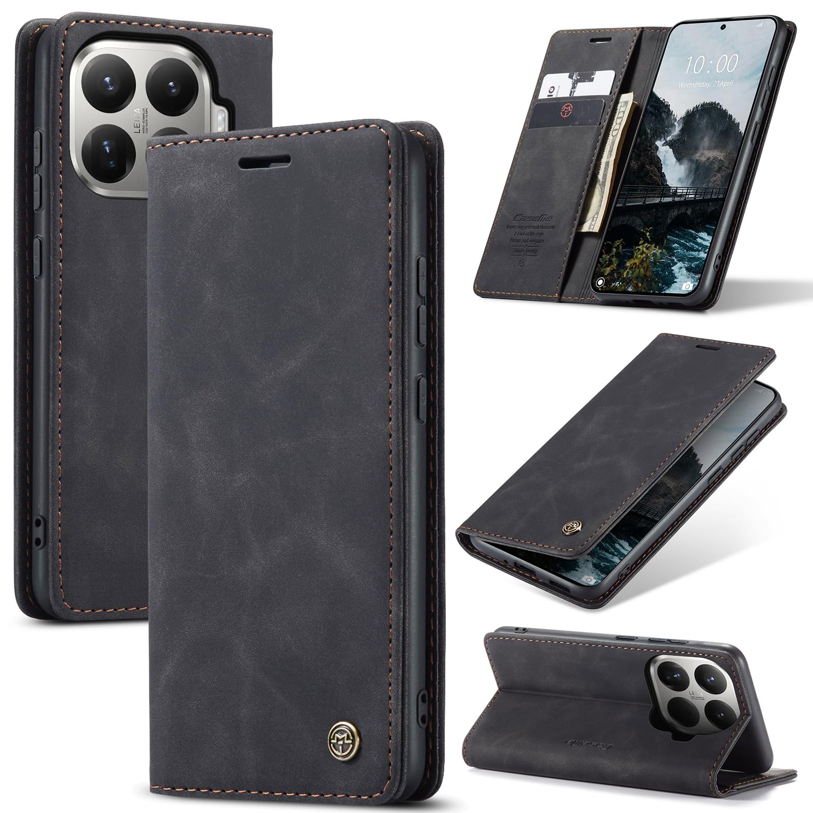 Azororo Cover per Xiaomi 15T Pro 5G, Premium PU Pelle Custodia, Magnetica Carta Fessura Portafoglio Case, Flip Cavalletto Custodia per Xiaomi 15T Pro - Nero