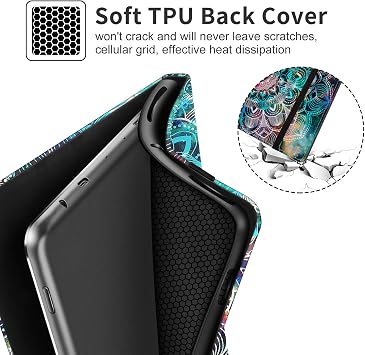 VORI Case for All-New Amazon Fire HD 10 Tablet (11th Generation 2021 Release) and Fire HD 10 Plus, Folding Stand TPU Cover with Auto Wake/Sleep & Hand Strap for Fire 10.1 Inch 2021, Mandala Galaxy