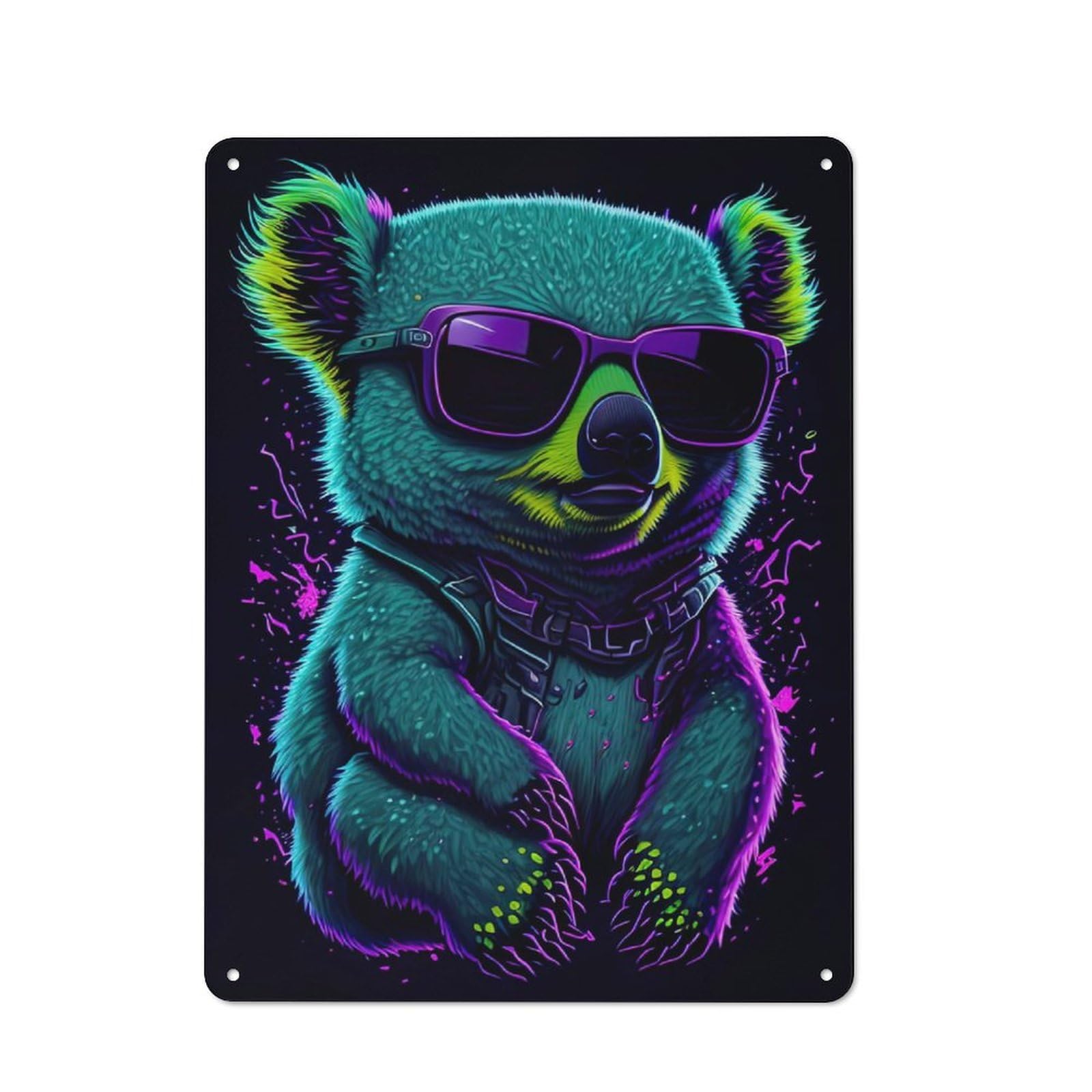 Junmoney Cute Whimsical Koala Vintage Metal Wall Decor 40X30cm, Metal Gift Sign For Hallway, Home Bar, Garage Or Study