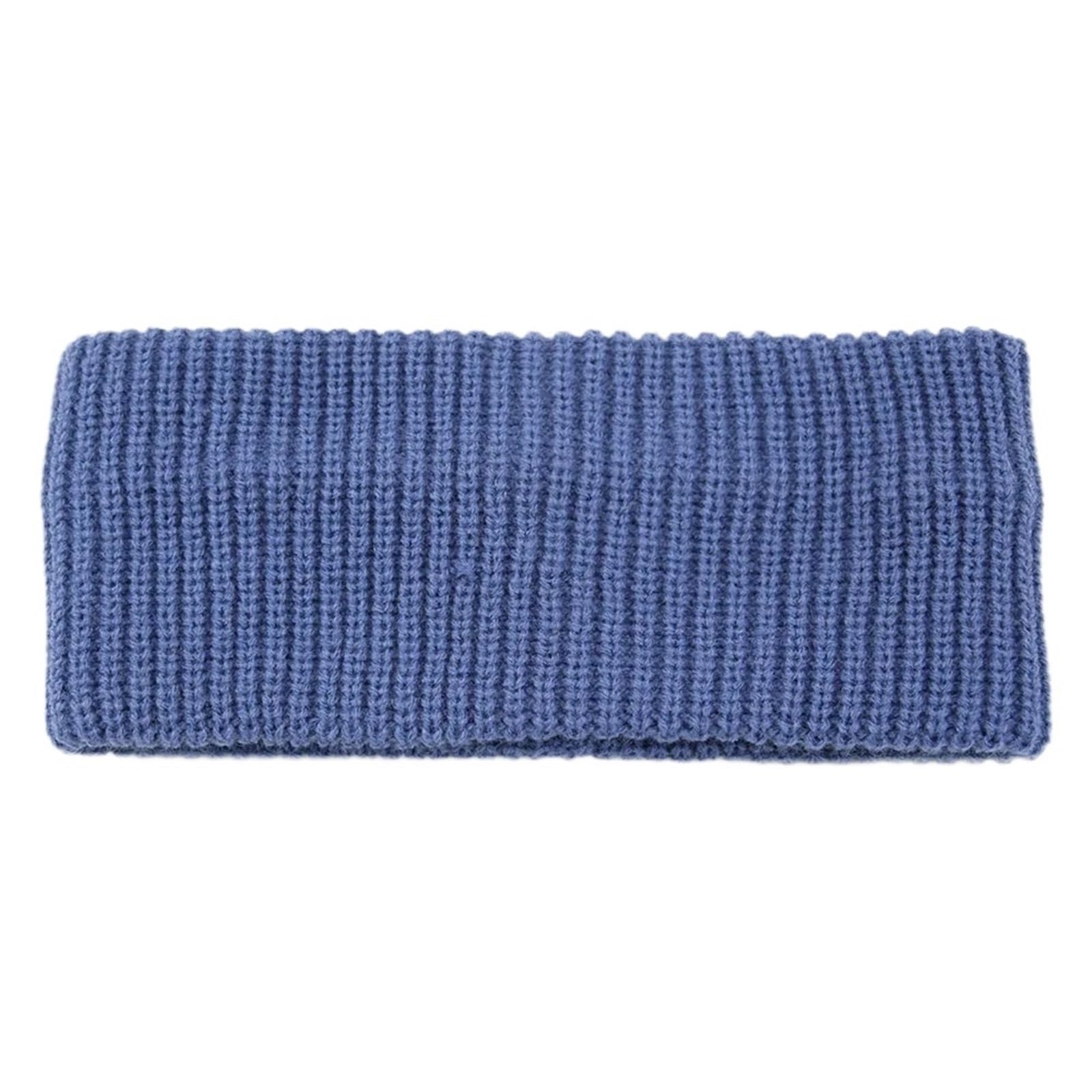 Stirnband 3PCS Einfache Feste Farbe Gestrickt Breiten Stirnband Frauen Sport Haarbänder Vertikale Gestreiften Kopf Abdeckung Winter Ohr Wärmer Winter Stirnband(Blue A)