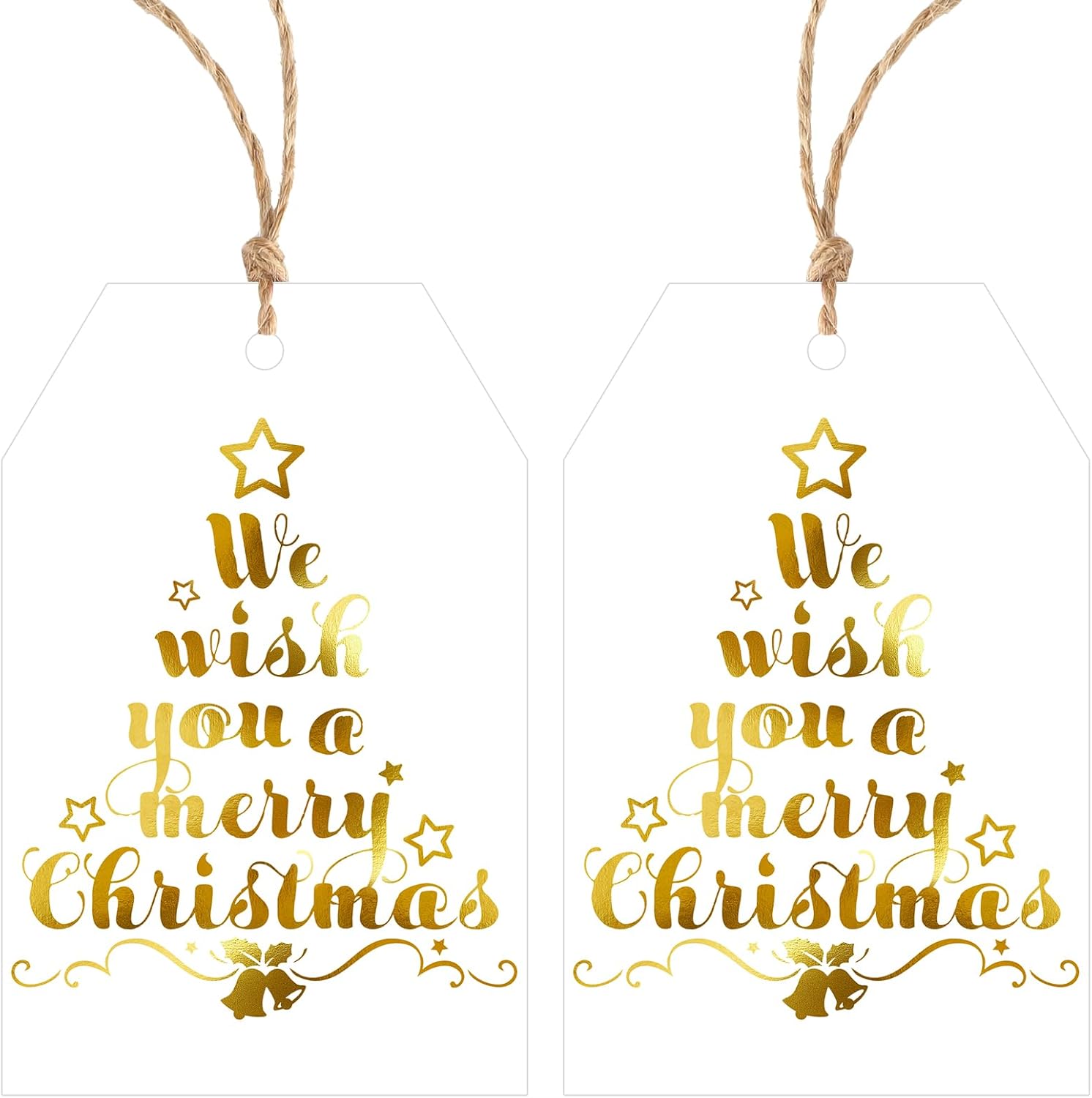 Christmas Gift Tags with String - Holiday Gift Tags Xmas Tag 50Pcs Gold Foil Merry Christmas Paper Tag for Christmas Presents Gift Wrapping Xmas Decorations (Christmas)