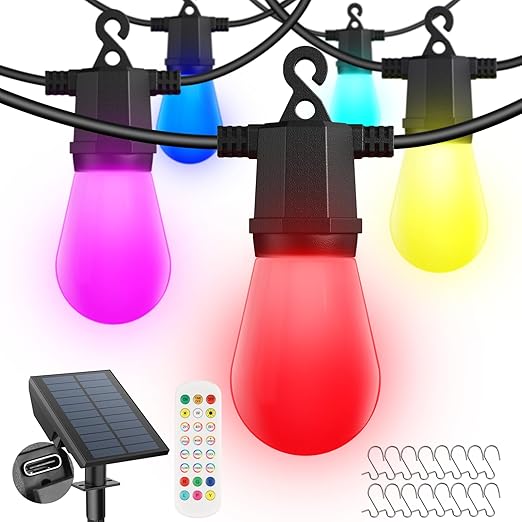 Solar String Lights, 48FT Color Changing String Lights with Remote