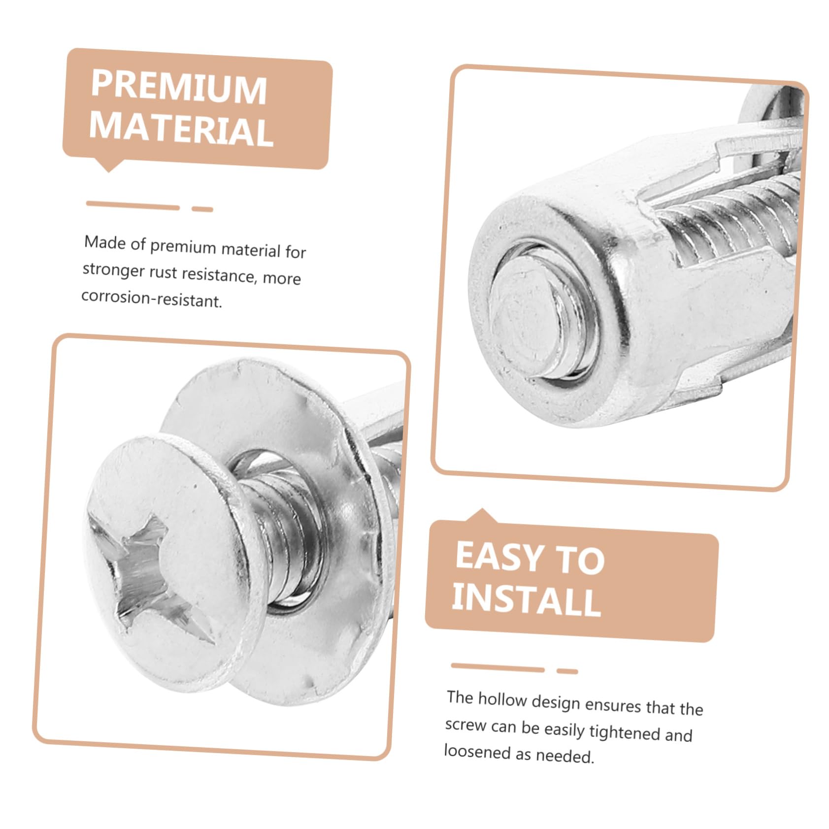 Balacoo 20 Sets Hollow Door Expansion Nuts with Screws for Secure Fixing Anchor Inserts for Hollow Doors Ideal for Wall Mounting and Installation