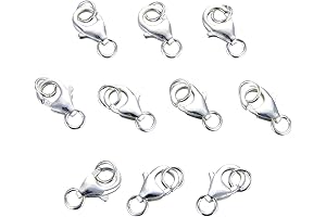 10 Sets Fine 925 Sterling Silver Lobster Claw Clasp with Closed Jump Rings